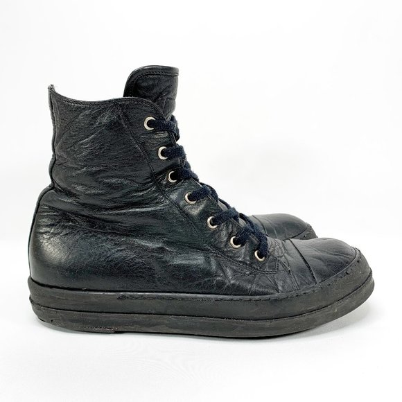 Rick Owens Other - RICK OWENS Genuine Leather Black High Top Boots